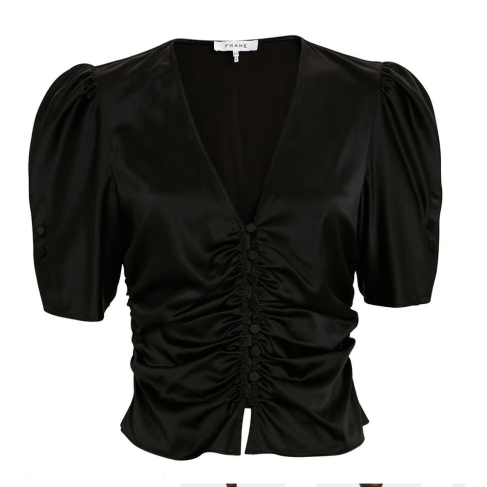 NWOT Frame Camile Ruched Silk Satin Top